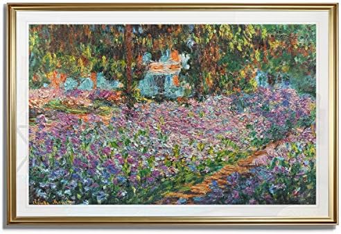 Monet Wall Art Collection Irises in Monet's Garden, 1900 03 Fine Giclee Prints Wall Art Ready to Hang, 20X28 Gold Frame, 655MONET