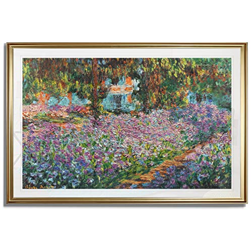 Monet Wall Art Collection Irises In Monet's Garden, 1900 03 Fine Giclee Prints Wall Art Ready To Hang, 20X28 Gold Frame, 655Monet #TOP13