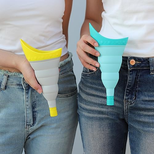 TRIPTIPS Pee Conch Foldable Female Urinal Device Portable Urinal for Women Pee Funnel for Women Travel, She Pee Cup for Women Stand to Pee Womens Urinal Funnel with Tube Case (F-Yellow) - Image 5