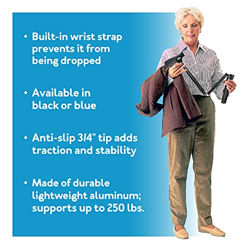 Carex Soft Grip Folding Cane - Foldable Walking Cane For Women and Men - Adjustable Height (33"-37"), Anti-Slip Rubber Tip, Soft Derby Style Ergonomic Handle, Metallic Blue, 1 Count - Thumbnail 3