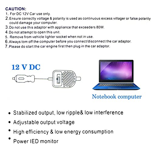 Ładowarki i Adaptery Ładowarka Samochodowa 80 W DC Zestaw Zasilaczy 15-24 V do Laptopa Notebook