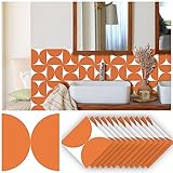 Lukery Peel and Stick Tile Waterproof Backsplash for Kitchen Simple Tile Stickers Self-Adhesive Floor Tile PVC Wall Tile DIY Tile Decals, 7.87x7.87 (12PCS,Orange)