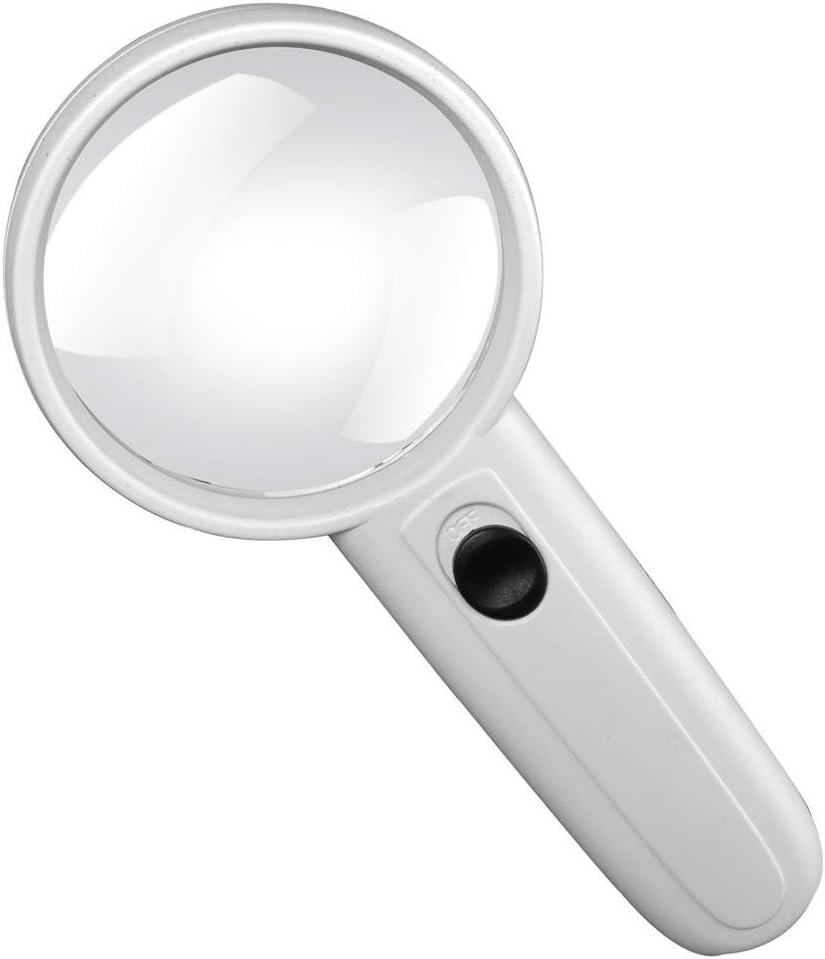 Bright Power Handheld Reading Magnifying Glass with Light- for Small, Map, Coins, Inspection and Jewelry Loupe