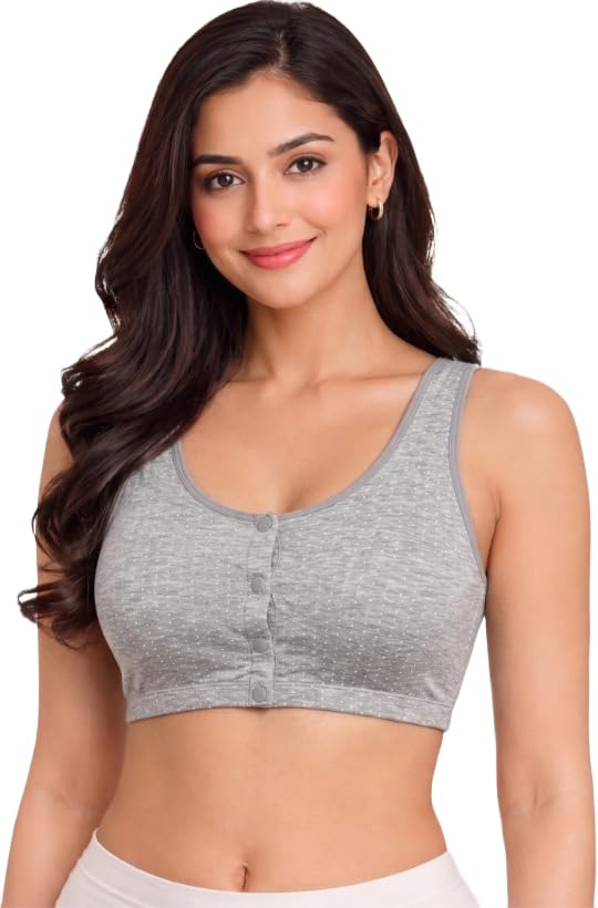 Women Maternity & Nursing Lightly Padded Feeding Bra | Wirefree Full Coverage Cotton Blend Breastfeeding Bra | Front Open Nursing Bra for Pregnancy & Postpartum Innerwear-image-41