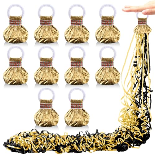 WinnerWhy 10 Pack No Mess Streamers Poppers for Graduation,Gold