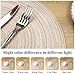 SHACOS 15 inch Round Braided Placemats Set of 6 Non Slip Heat Resistant Cotton Polyester Table Mats Washable Place Mats for Kitchen Dining Party Table Decor (Beige, 6)