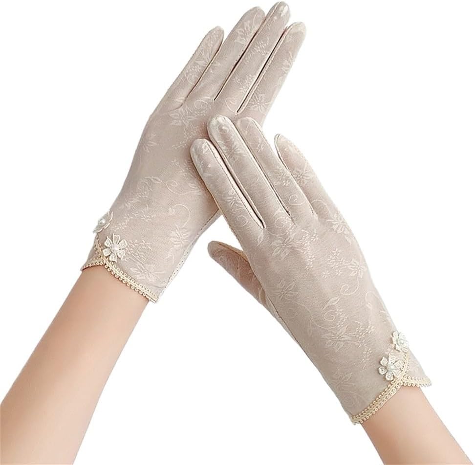 Ice Silk Gloves Ladies Thin Lace Elastic Driving Riding Breathable Touch Screen