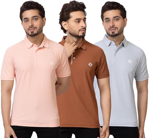 OSCILLATE Summer Casual Wear Polycotton Polo/Collared Neck Half Sleeve Solid T-Shirt for Men (Pack of 3)