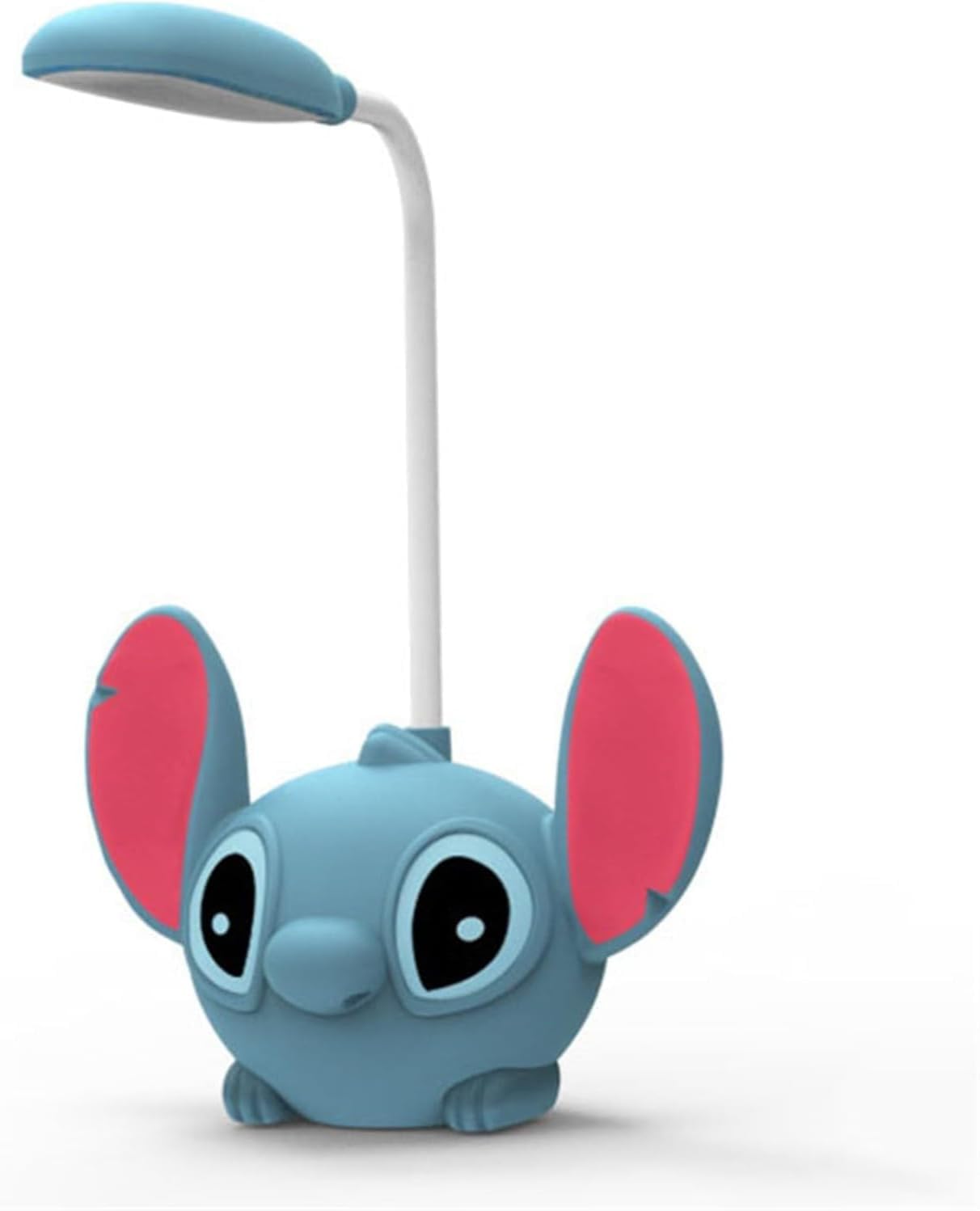Stitch - Lámpara de escritorio para niños, lámpara de estudio con sacapuntas luz nocturna ambiental, diseño de dibujos animados, lámpara de lectura LED recargable regulable para niños. (Blue)