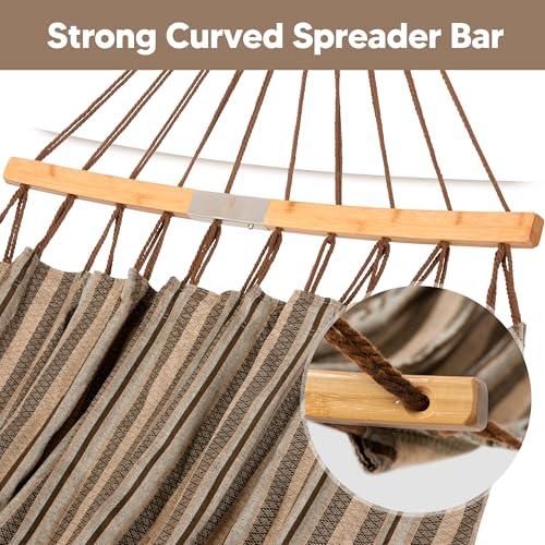 Image of SUNCREAT Hammocks Double Hammock with Curved Spreader Bar, Brown