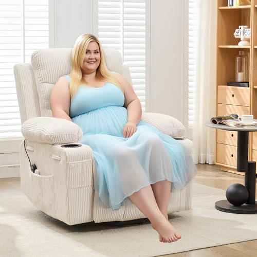 Sillón eléctrico reclinable beige con masaje miniatura 6