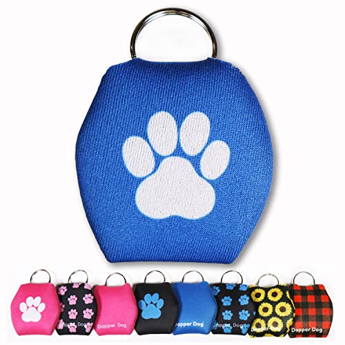 Image of Dapper Dog - Dog Tag Silencer with Tag Ring (Blue with White Paw Print)