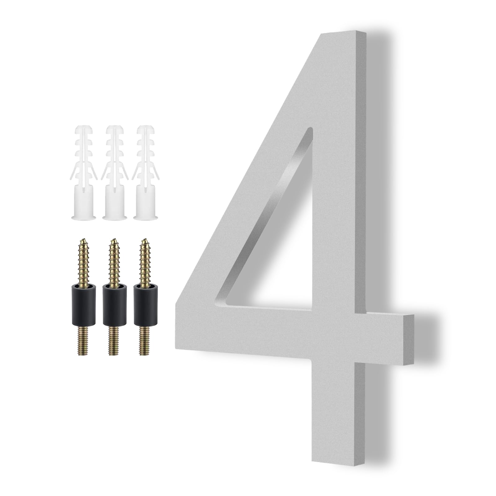 DEWEL 8 Inch Floating House Numbers, Silver Address Numbers for Outside
