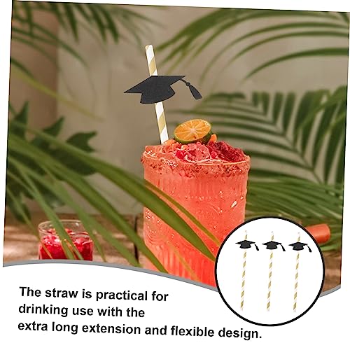 Pitillos de papel negros flexibles para graduación 12 pcs miniatura 3