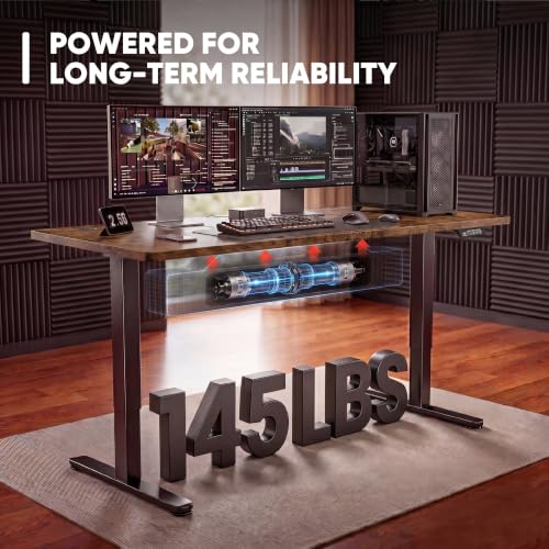 Image of Furmax Electric Height Adjustable Standing Desk Large 48 x 24 Inches Sit Stand up Desk Home Office Computer Desk Memory Preset with T-Shaped Metal Bracke, Brown