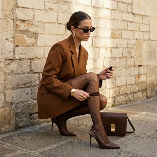 Image of Adrizzlein Slingback Heels for Women Stiletto High Heels Pumps | 4 inch Slingback Heels,Pointed Toe Heels,Closed Toe Heels,Sexy Elegant Wedding Shoes
