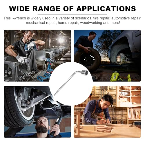 Image of Car Spare Tire Wrench, 19mm L Type Slotted End Socket Repair Tool for Jack, Carbon Steel Hexagon Auto Spare Tire Lug Wrench Tire Replacement Tool for Car, Car Accessories