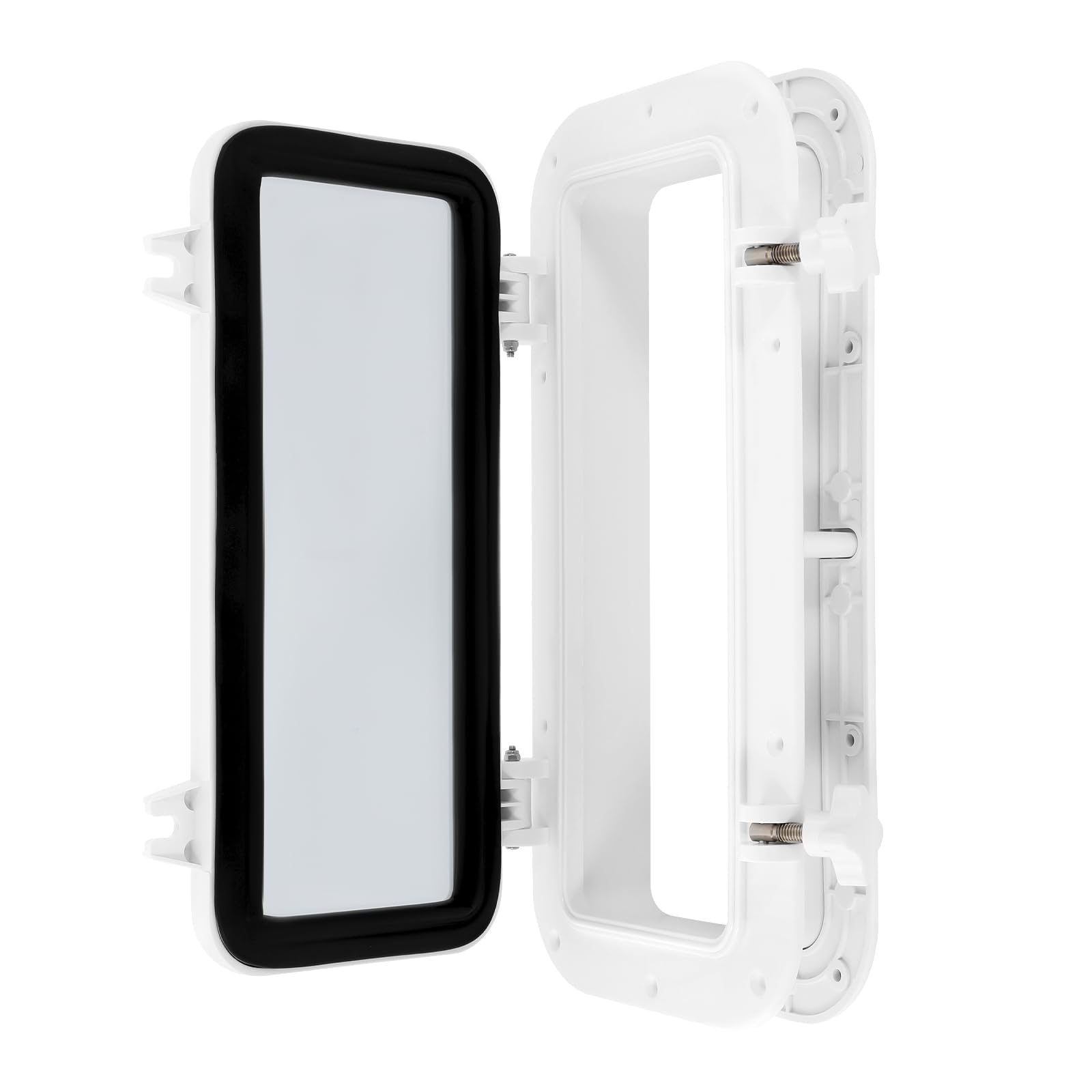 Hublot rectangulaire de 400x200 mm | Fenêtre de bateau en verre trempé et ABS | Ouverture à 90°, étanche et résistant aux UV | Fenêtre pour yacht, camping-car, bateau – Blanc