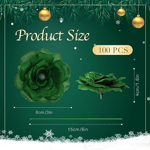 100 Pcs Flowers Long Stem Artificial Rose Flowers Roses Fake Faux Artificial Roses Bouquet Wedding Party Home Decor for DIY Baby Shower Centerpieces Tables Home Decorations (Dark Green, Red, White)