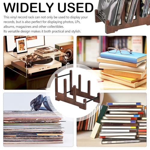 Miniatura 5 de Bonjume Expositor De Discos De Madera, Soporte Para Discos De Vinilo Almacenamiento De Discos Revistas Libros Soporte Decoración De Discos Estantería Para Vinilos Portafolletos - 37x27x24cm