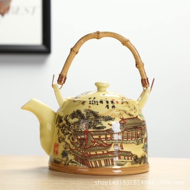 Teapots, ceramic teapots, Large Capacity Ceramics High Temperature Resistant 1L with Filter Ceramic Kettle Teapot Flower Pattern (Color : Q)