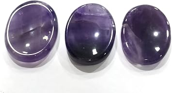 GEMSCITE Amethyst Worry Stones,Palm Pocket Energy Stone,Thumb Worry Stone Water Drop Natural Amethyst Chakra Reiki Healing Crystals - Tumbled Palm Stone with Velvet Bag