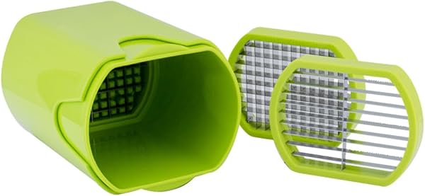 LS Kitchen - Manual Frie/Vegetable Cutter - Comes with 3 Cutting Racks - Potato Cutting Grace, Non-Slip Vegetable Cutter for Making Sticks - Stainless Steel and ABS - Green - 3