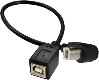 Herfair USB Type-B Short Extension Cable, 90 Degree Angled USB 2.0 Type B Cable, 25cm Male to Female USB B Extender Cable for Printer Scanner, Mobile HDD and More (Up Angled)