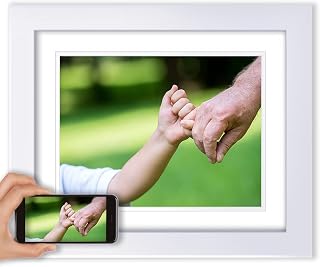 ArtDirect Custom Framed 14x12 Modern White Wood Frame with Double Matting and Your Photo or Art - Upload Any Image and We Will Print and Frame it for You