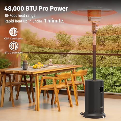 EAST OAK 48,000 BTU Patio Heater for Outdoor Use with Round Table