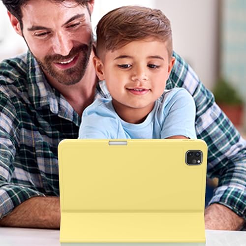 Image of ZryXal New iPad Pro 13 Inch Case (M5) 2025 / (M4) 2024 with Pencil Holder, Smart iPad Case [Support Pencil Pro and Pencil (USB-C)], Support Touch ID and Auto Wake /Sleep (New Yellow)
