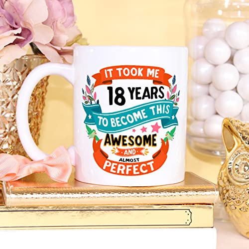 MUGFFINS Tazas 18 Cumpleaños - En Inglés - It took me 18 years to become perfect - 11 oz - Regalo original y divertido - Imagen 5