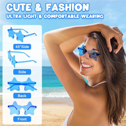 8/12/24/36/48 Pack Star Sunglasses Bulk Colorful Rimless Star Glasses Transparent Candy Color Sunglass for Adult Kids4
