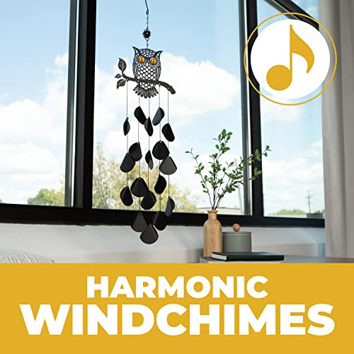 Vp Home 30" H Black Tribal Owl Wind Chimes For Decoration, Unique Tribal Owl Windchimes Best For Outdoor Decoration Garden Decor, Yard Decor Chimes Gift For Women, Mom, Grandma, Unisex #TOP2