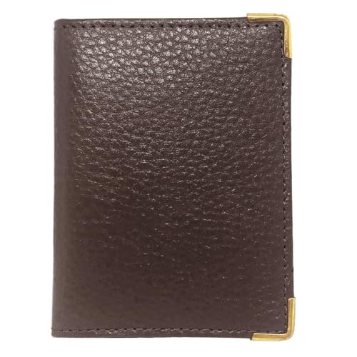 Charmoni - Porte Carte Etui Passe Navigo Carnet Ticket Bus Métro - Compact et Pratique - en Cuir (Marron foncé)