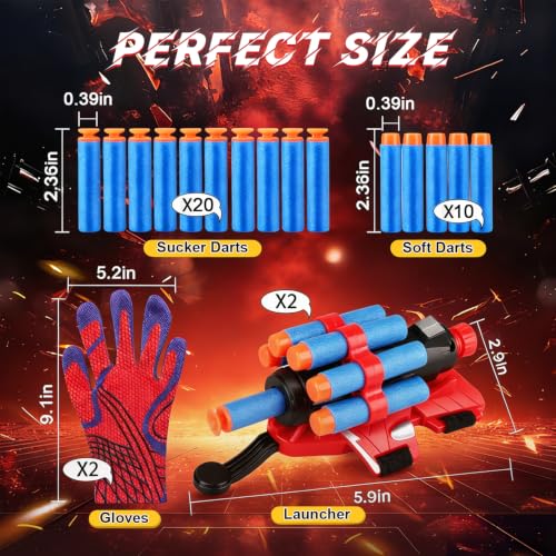 Bomnemi 2 Sets Spider Web Shooters Halloween Party Favors Decorations for Kids Wrist Launcher Toys with Hero Gloves Cosplay Costume for Kids Birthday Party by Bomnemi - Used condition - Image 3