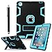 iPad 2 Case,iPad 3 Case,iPad 4 Case, AICase Kickstand Shockproof Heavy Duty Rubber High Impact Resistant Rugged Hybrid Three Layer Armor Protective Case with Stylus for iPad 2/3/4 (Black+Light Blue)