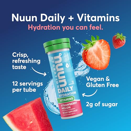 Image of Nuun Vitamins Electrolyte Tablets with Vitamin D, C, E, A, & B6, Folic Acid, Magnesium & 4 Other Essential Electrolytes, Gluten Free & Vegan, Mixed Fruit, 4 Pack (48 Servings Total)