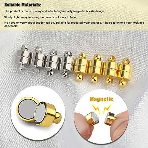 Aiex 12Pcs Magnetic Bracelet Clasps, Locking Magnetic Clasps Magnetic Necklace Clasps With Round Buckle Magnetic Jewelry Clasps Magnet Clasp Converter For Jewelry Necklace Making (Golden, Silver) #TOP2