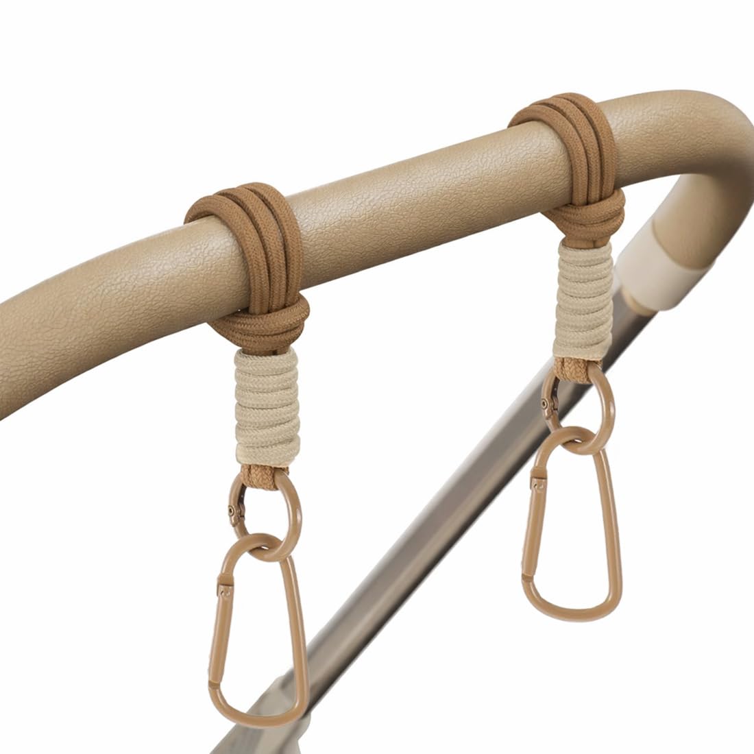 2 PCS Kinderwagen Haken Zubehör - Universal Kinderwagen Haken für Taschen - Kinderwagen Tasche Halterung - Kaffeebraun