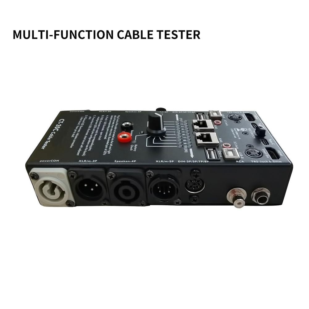 Comprobador de Cables de Audio Multifunción CT-20C. Comprobador de Cables Electrónico Especial 16 en 1. Línea de Señal XLR Compatible con