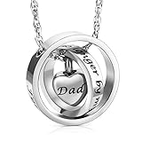 XIUDA No Longer by My Side,Forever in My Heart Carved Locket Cremation Urn Necklace for dad