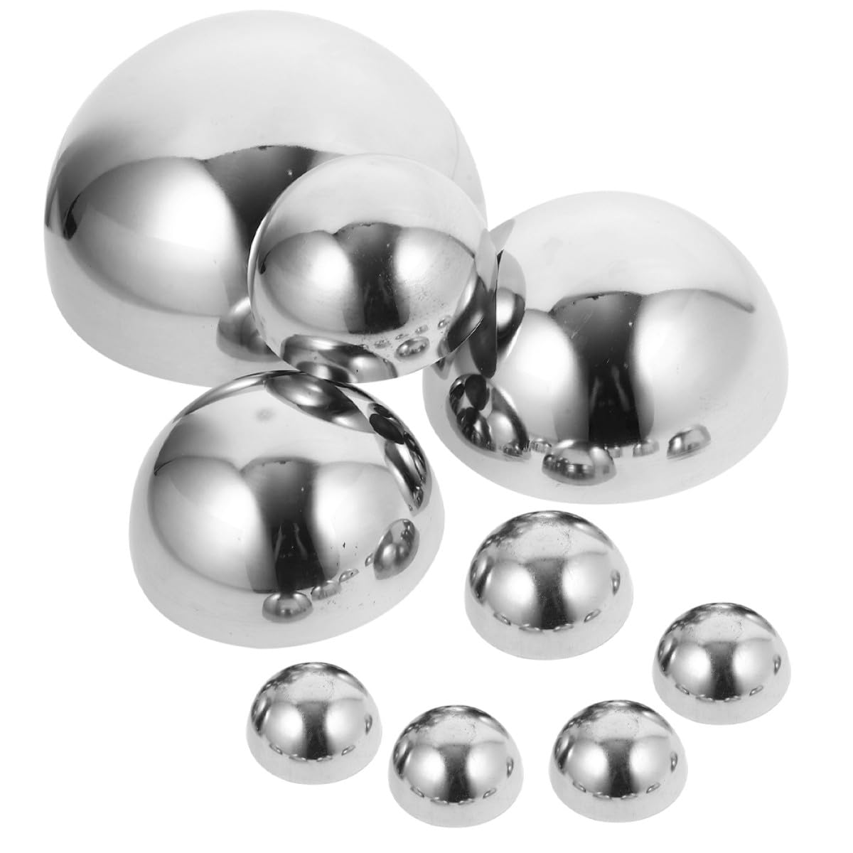 SOLUSTRE Set 9 Pezzi Mezza Sfera Decorativa in Acciaio Inossidabile Lucida, Globo Riflettente per Giardino e Decorazione Esterni, Design Elegante e Resistente