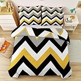 Breathable Microfiber Black White Duvet Cover - Minimalist Herringbone Stripes Double-Sided Print Quilt Cover Set for Kids Boys Girls Adults, Twin XL Size Bedding Set 68' x 90' with Zipper Closure