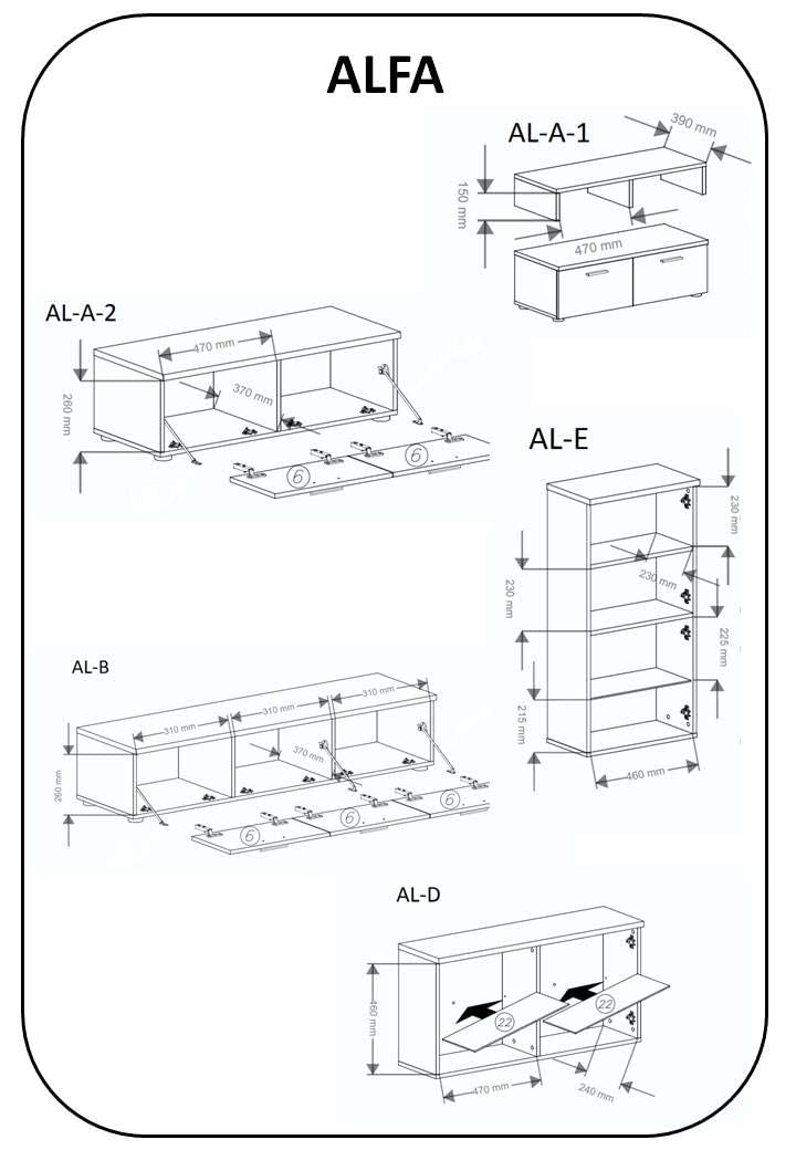 Skraut Home - Mobili Soggiorno - 194 x 250 x 42 cm - Sistema di Illuminazione a LED - Modello Alfa II - Ampia capacità di Contenimento - Stile Moderno - Finitura Bianca