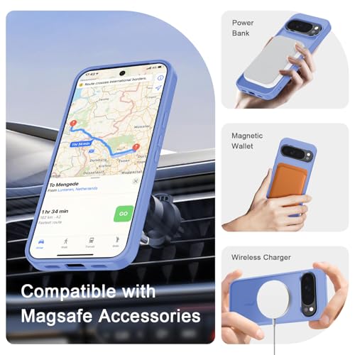 Image of for Google Pixel 10 /10 Pro Case, Matte Magnetic Phone Cover [with 1 Screen Protector] [Support for MagSafe] [Shockproof Military Grade Protection] Translucent Frosted Back, Purple