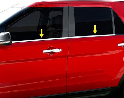 Fabricado en Estados Unidos. Compatible con Chevy Silverado Crew Cab 1999-2006 4 piezas de acero inoxidable cromado alféizar de ventana superposición