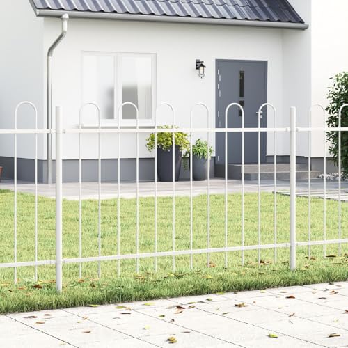 vidaXL Weiße Außenzaunpaneele Set - Langlebig, UV-beständig, Stahl für Gartenbegrenzungen, moderner Stil, einfache Montage und Pflege, Wetter- und Metall geschützt.