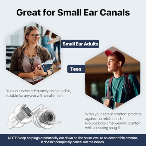 Image of Ear Plugs for Sleeping 2 Pairs, Ultra-Comfy Reusable Small Earplugs for Sleep, Travel, Focus, Side Sleepers, Snoring - 27 dB Soundproof Noise Cancelling Silicone Hearing Protection