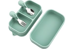 4pcs Silicone Divided Suction Baby Plates with Utensils Perfect for Travel